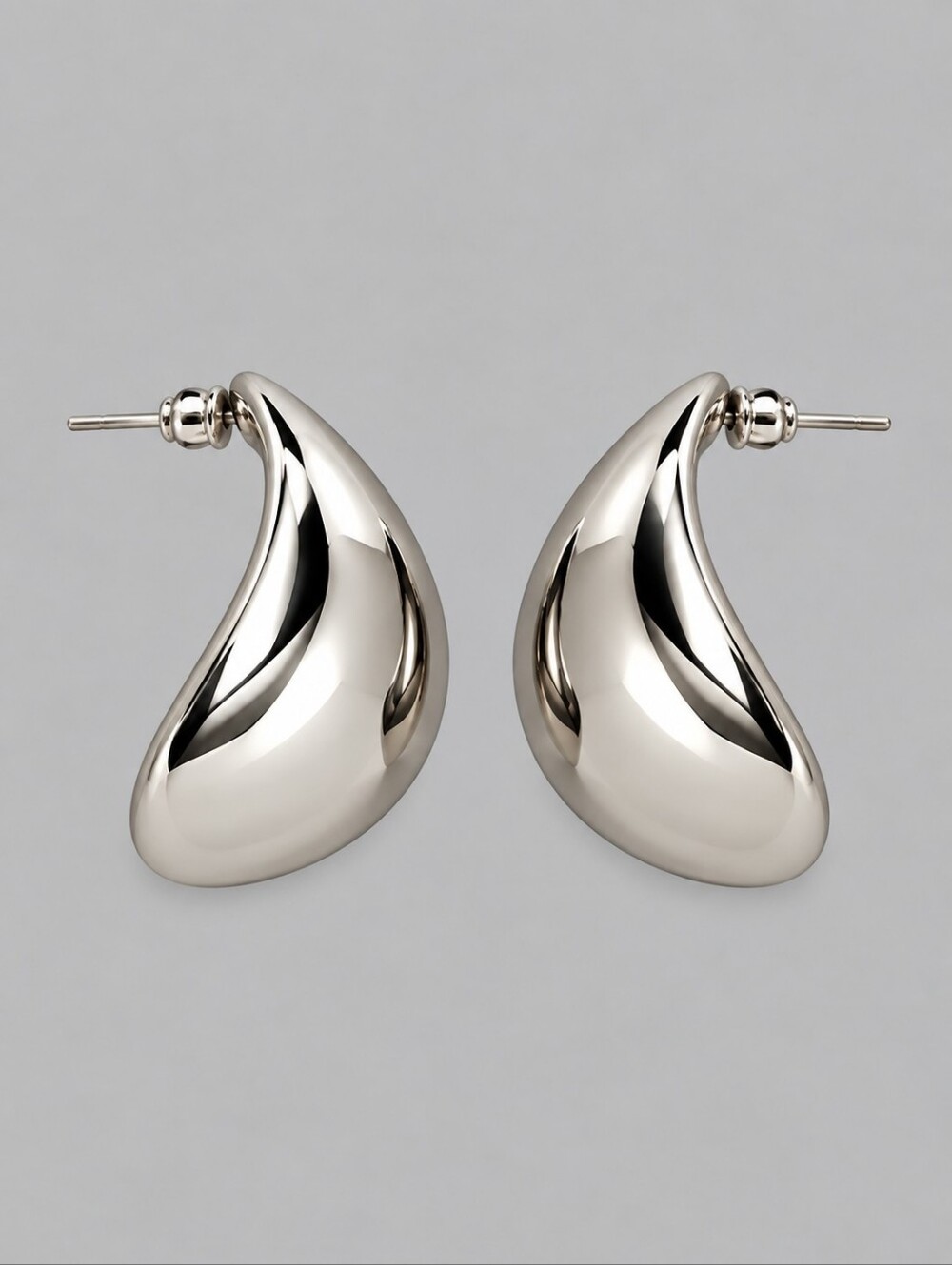 3/$30 Polished Silver Sculptural Drop Stud Earrings